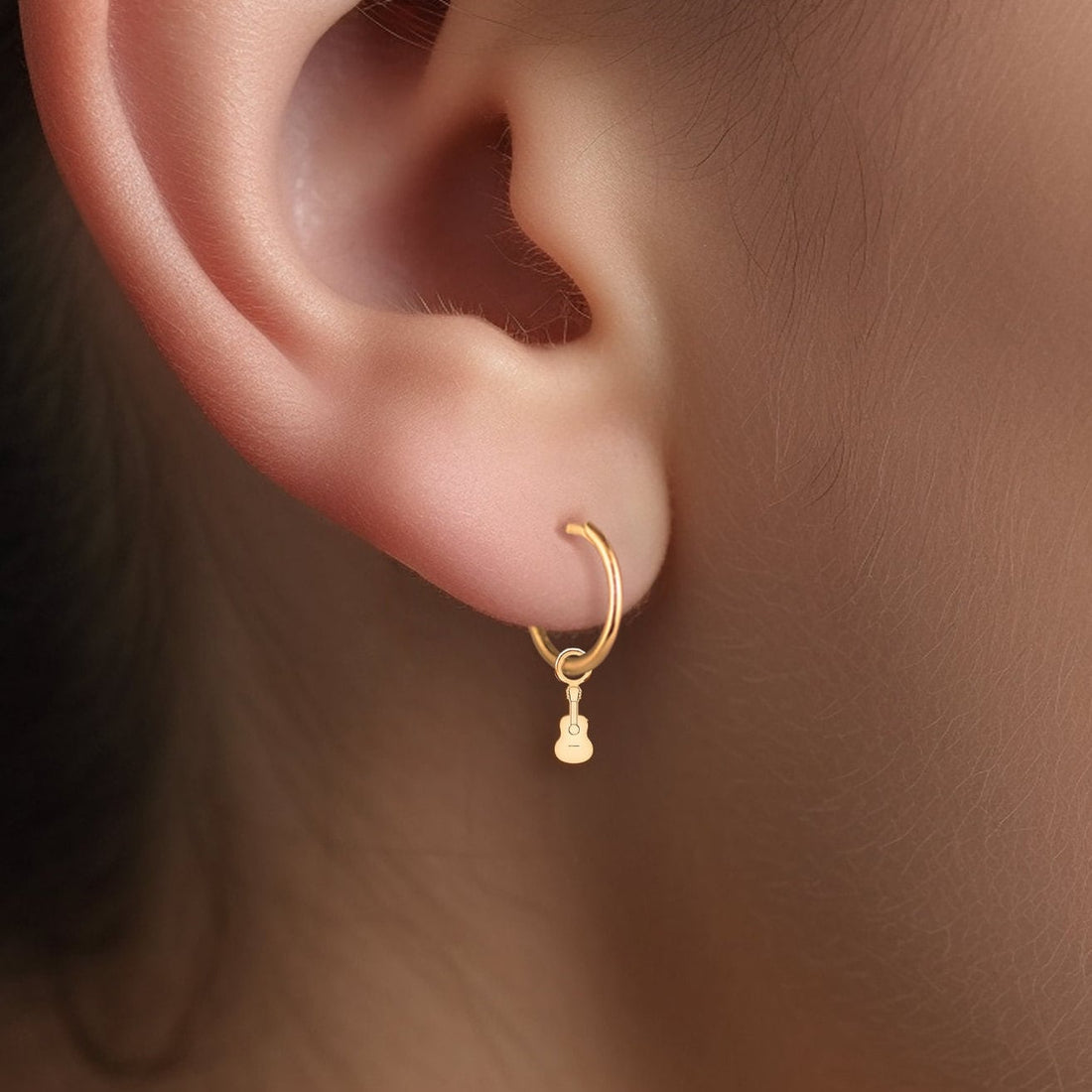 Acoustic Guitar Charm Huggie Earrings