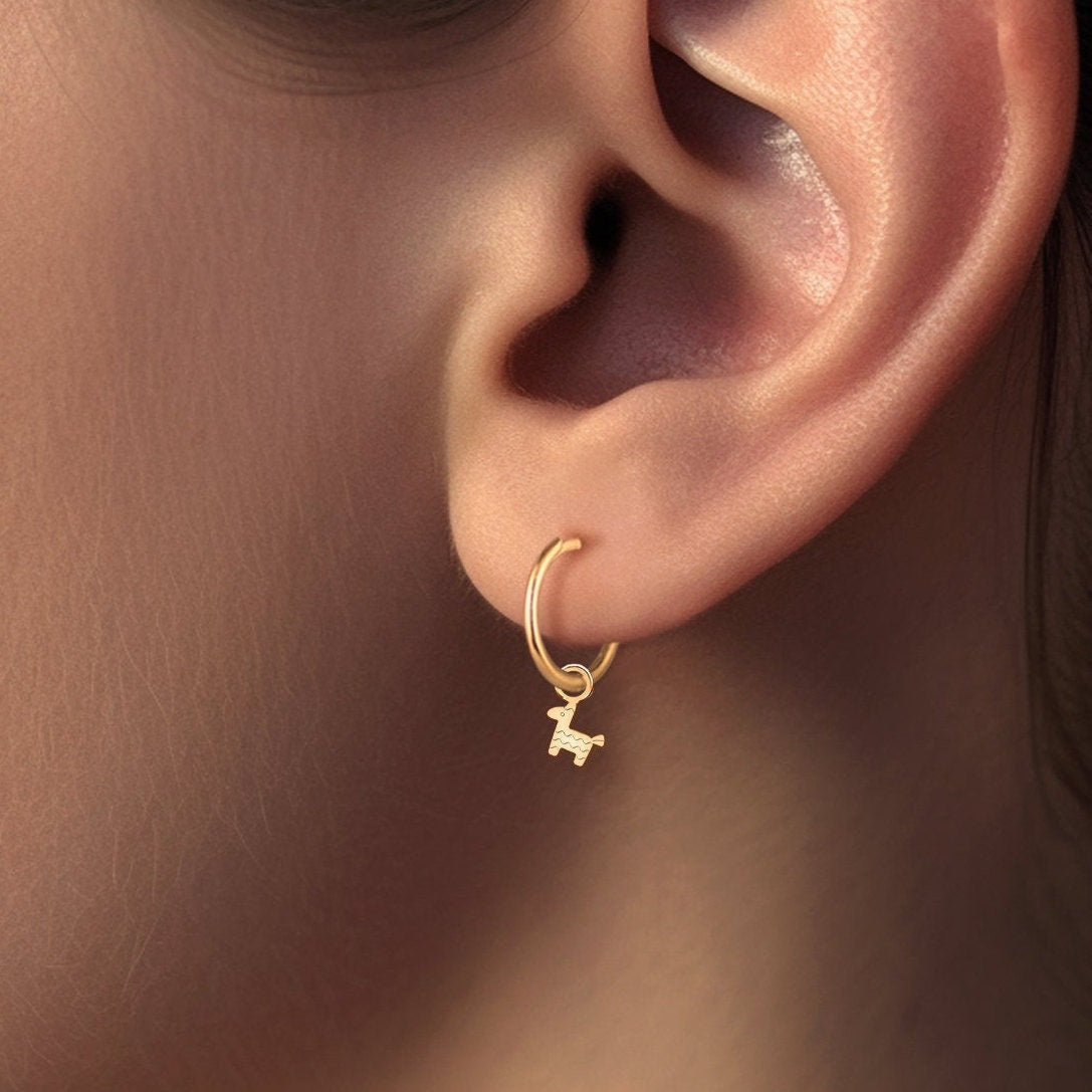 Llama Piñata Charm Hoop Earrings