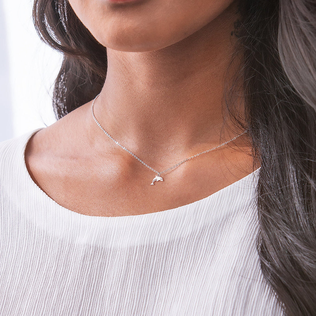 Dolphin Pendant Cable Necklace