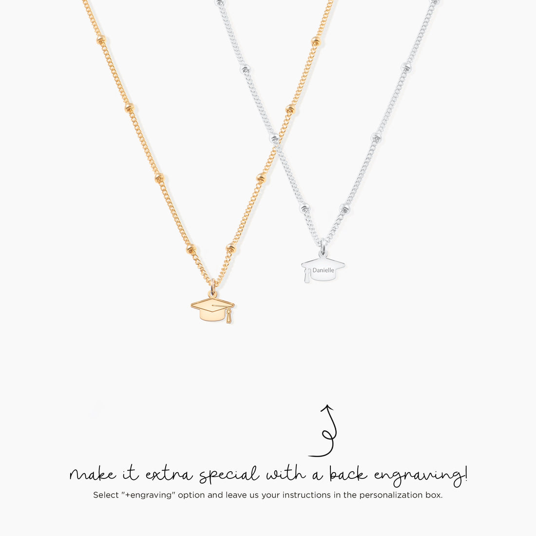 Graduation Cap Pendant Beady Necklace