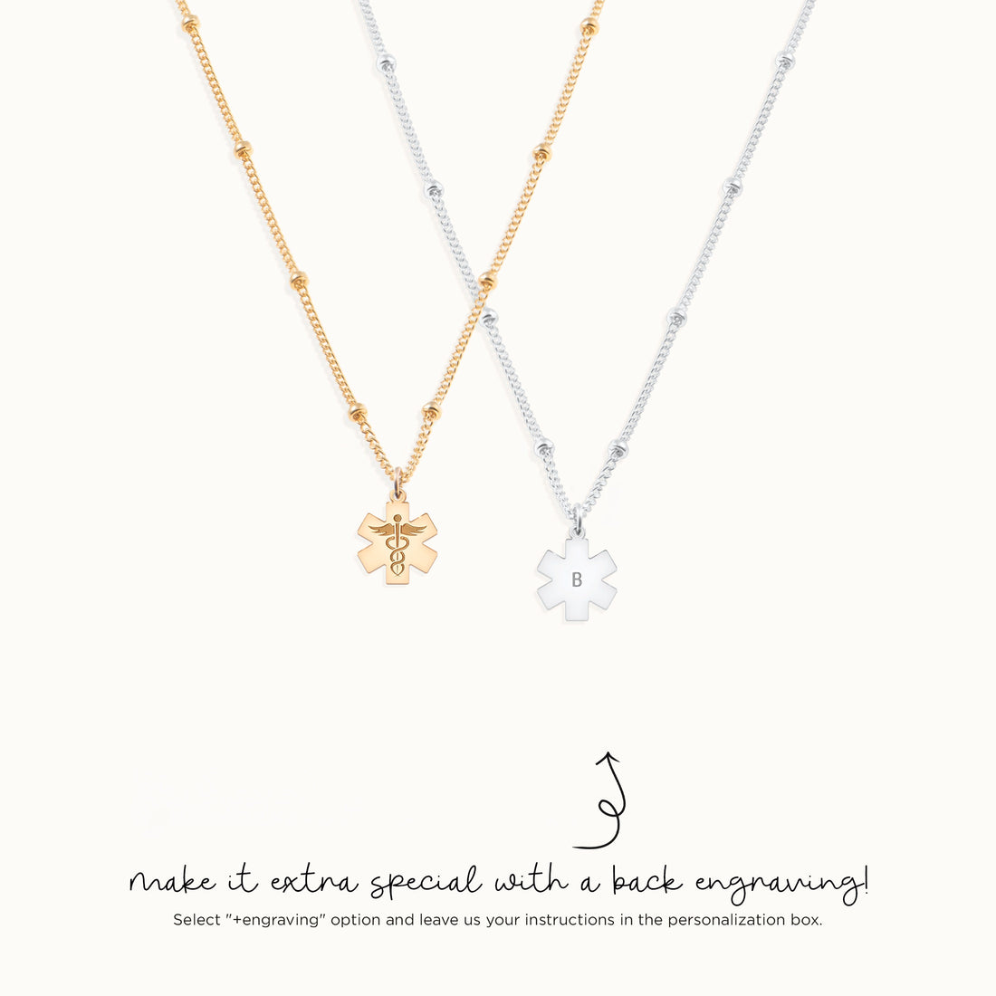Rod Of Asclepius Beady Necklace