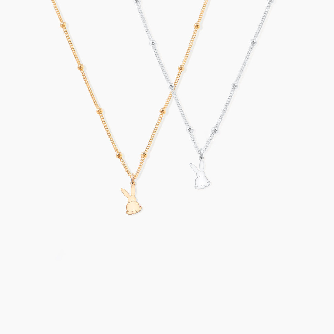 Bunny Back Facing Pendant Beady Necklace