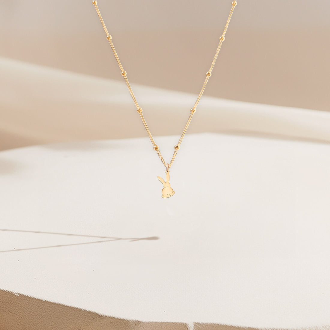 Bunny Back Facing Pendant Beady Necklace