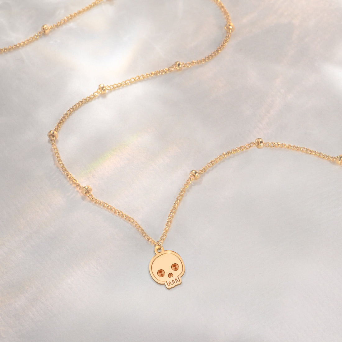 Skull Pendant Beady Necklace