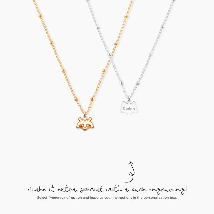 Raccoon Pendant Beady Chain Necklace
