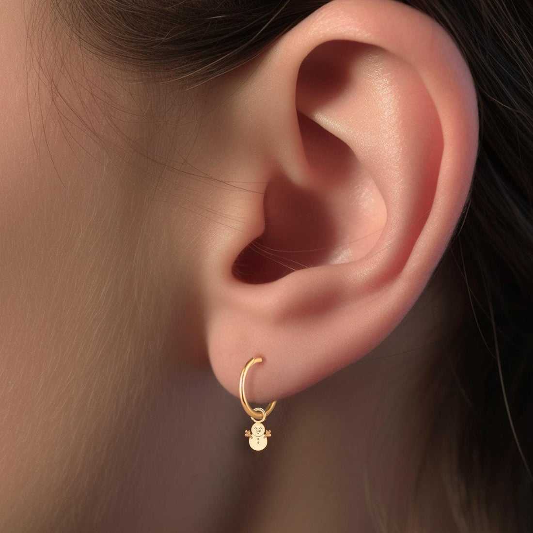 Snowman Charm Hoop Earrings