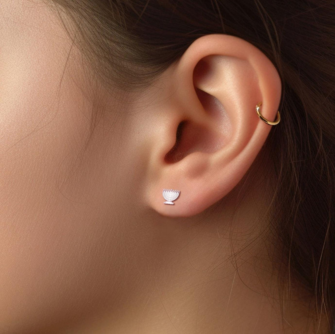 Hanukkah Menorah Stud Earrings