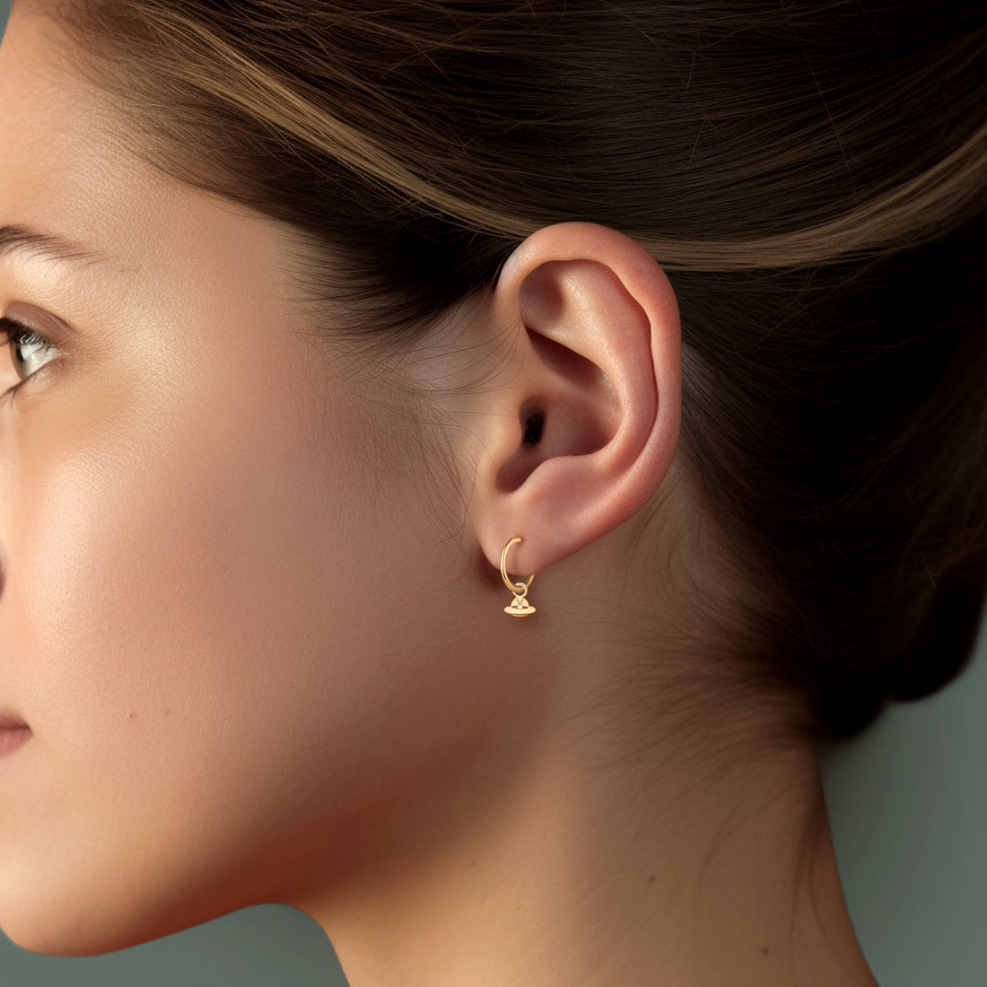 Alien UFO Spaceship Huggie Earrings
