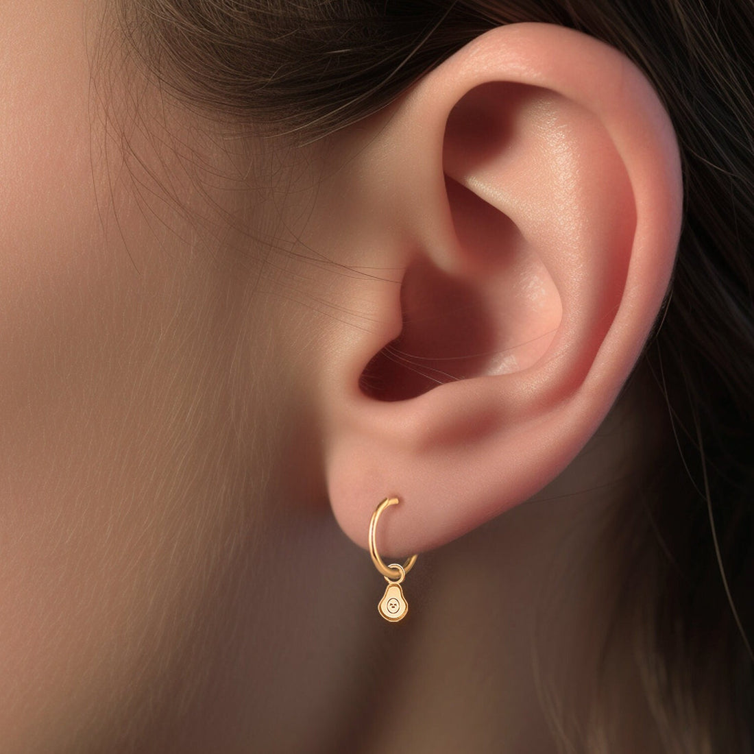 Avocado Charm Hoop Earrings