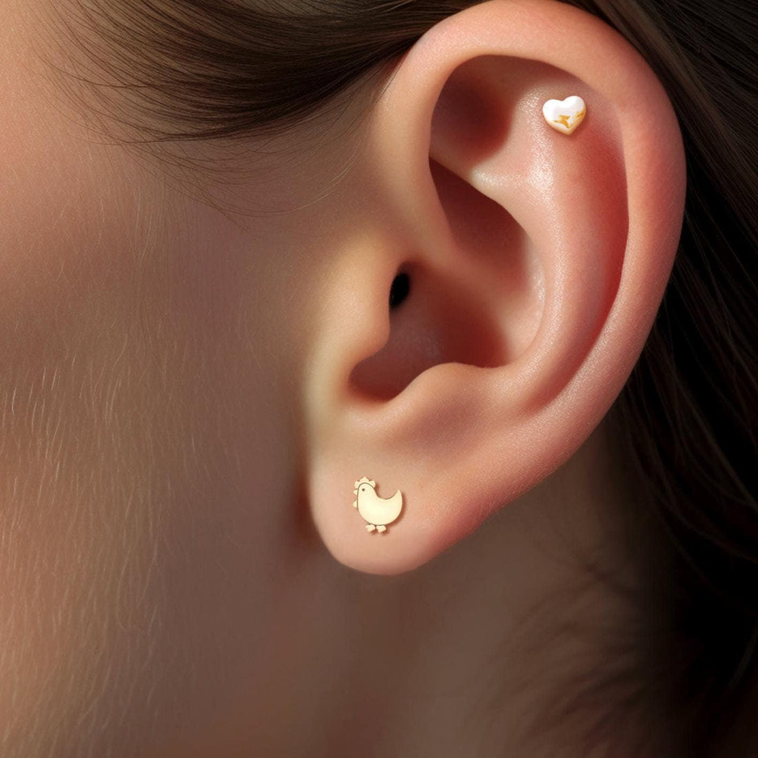 Chicken Charm Stud Earrings