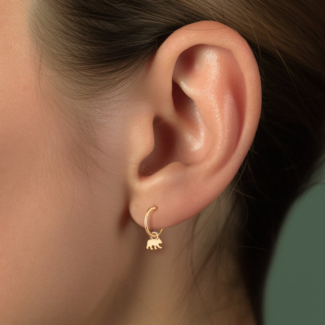 Baby Bear Hoop Earrings
