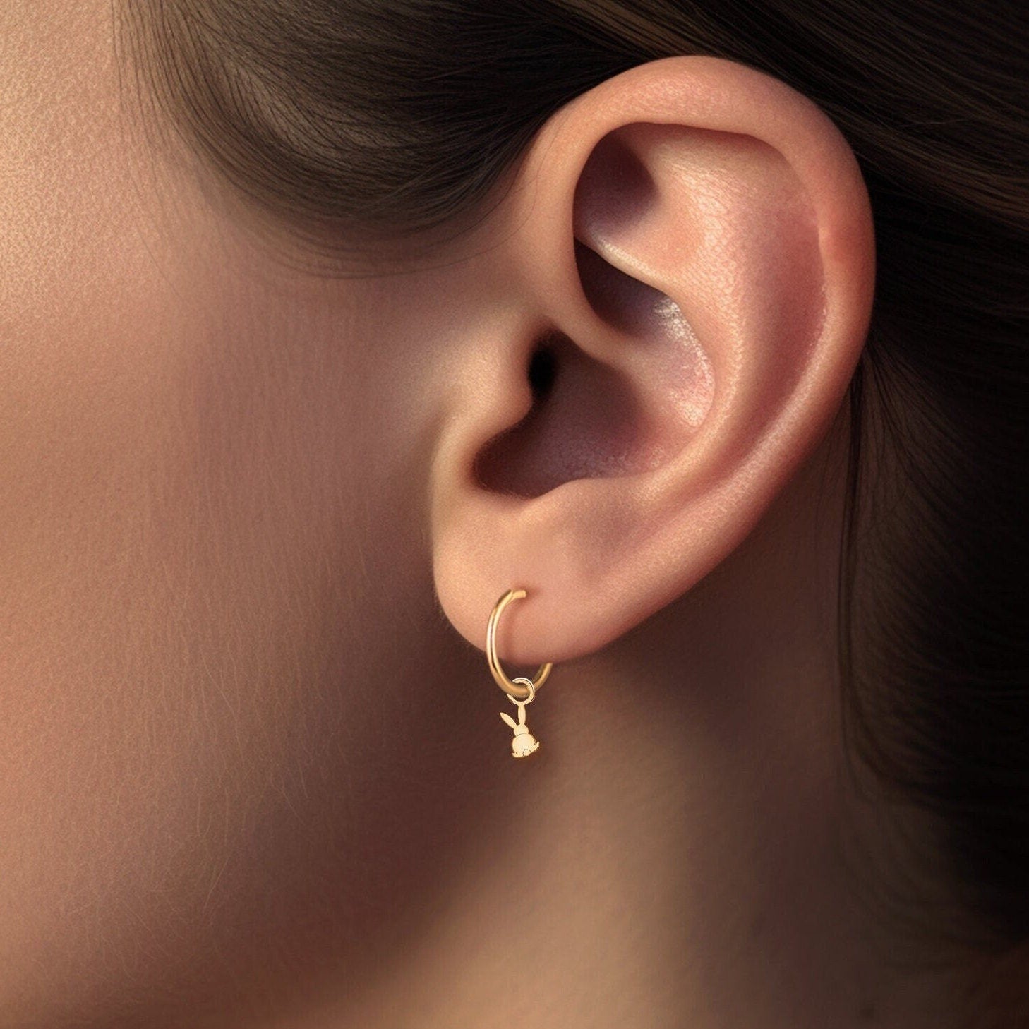 Bunny Charm Hoop Earrings