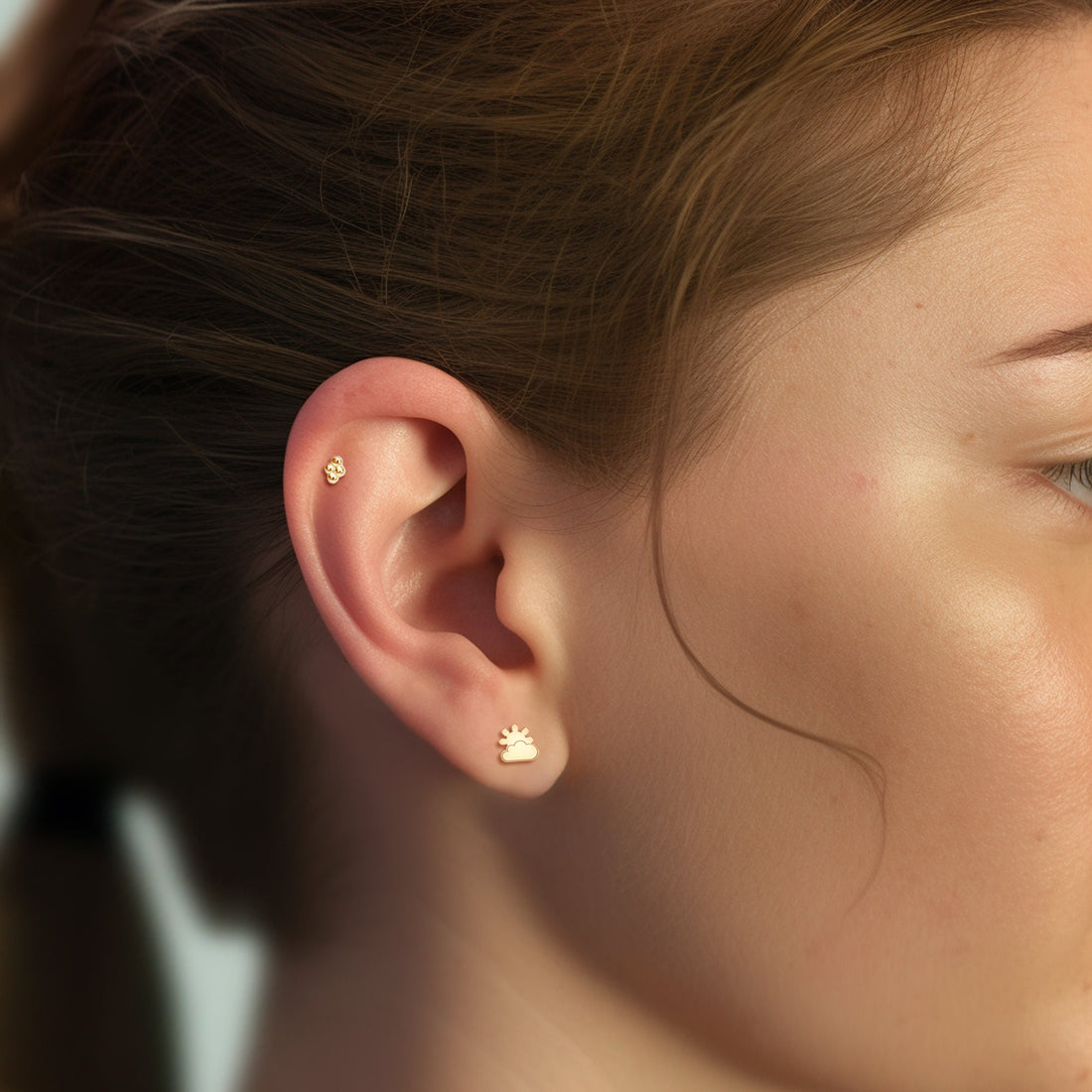 Sun And Cloud Stud Earrings