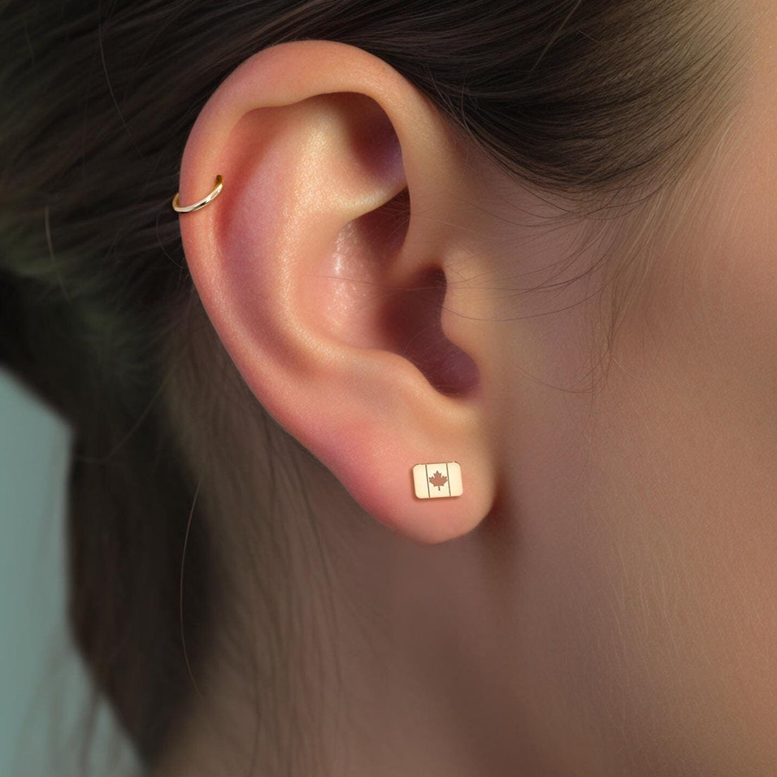 Flag Charm Stud Earrings