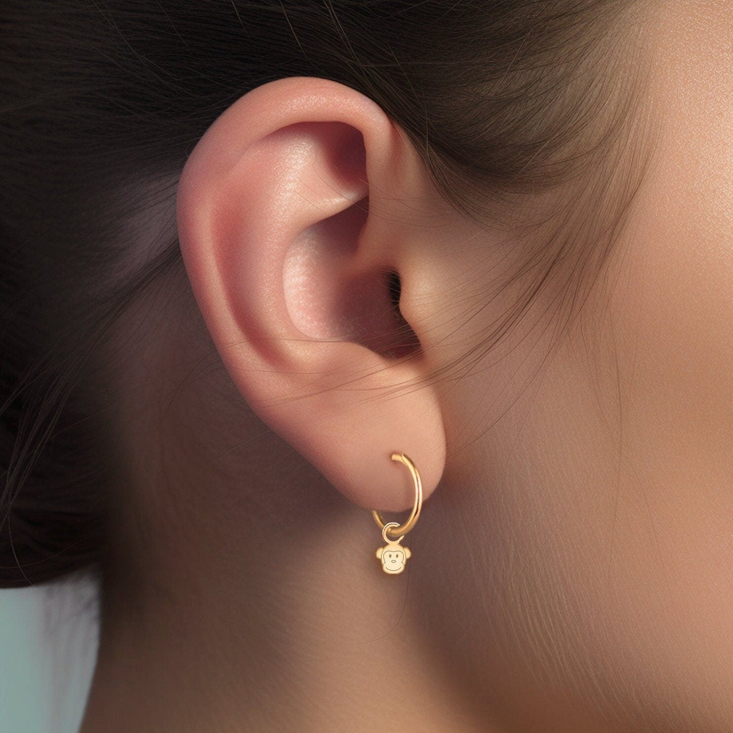Chimpanzee Charm Huggie Earrings