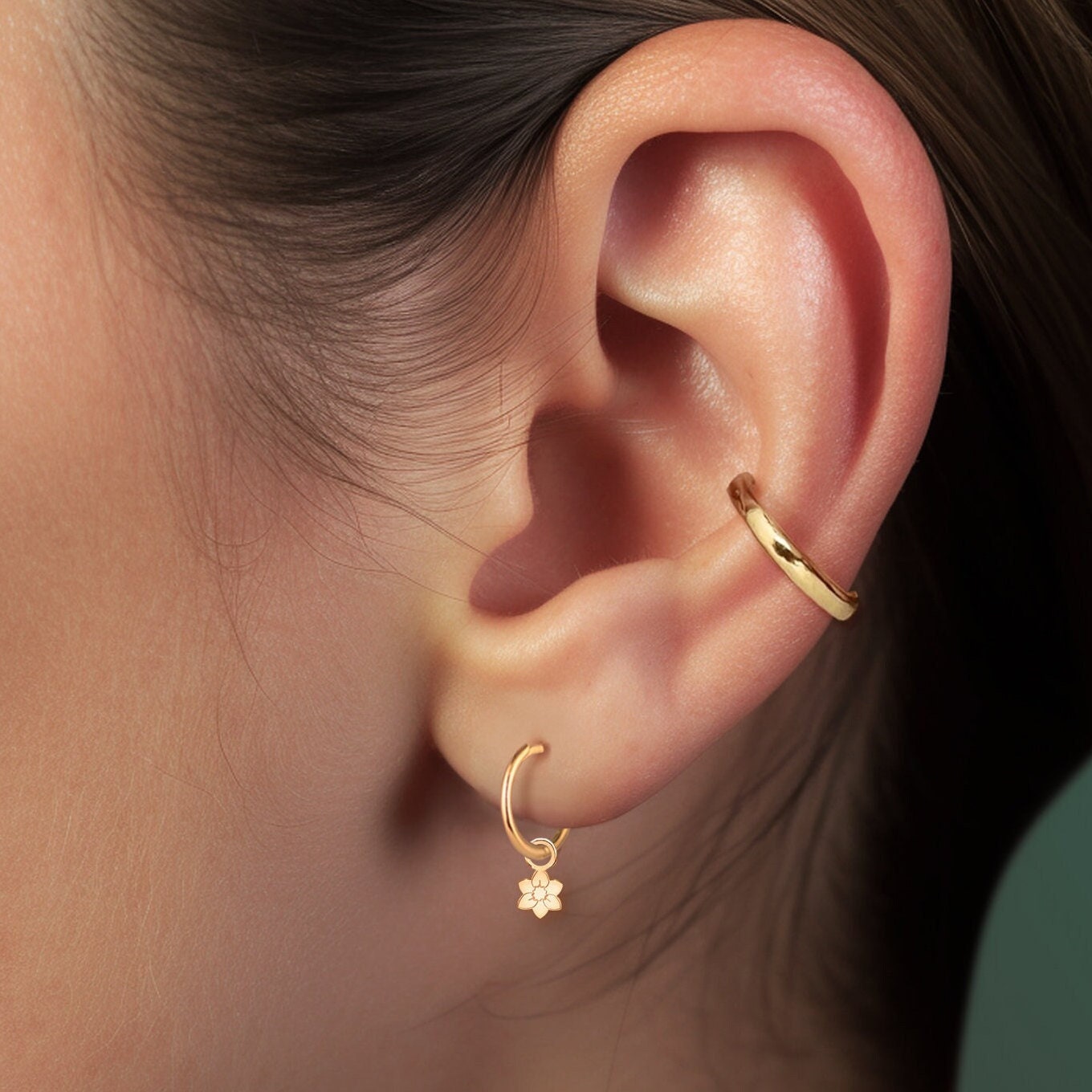 Flower Huggie Hoop Earrings