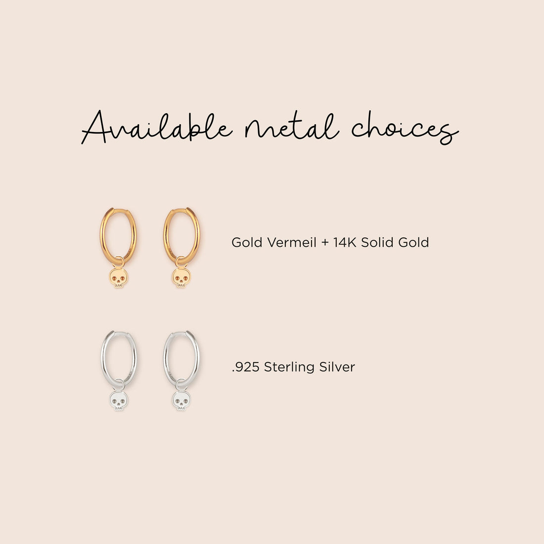 Tiny Skull Charm Hoops Earrings