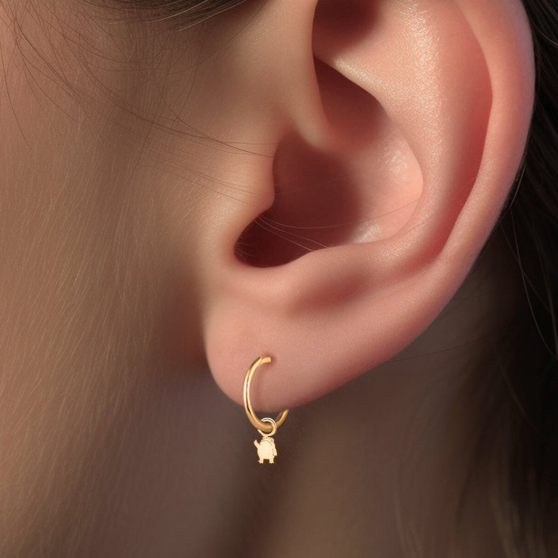 Frog Funny Huggie Hoop Earrings