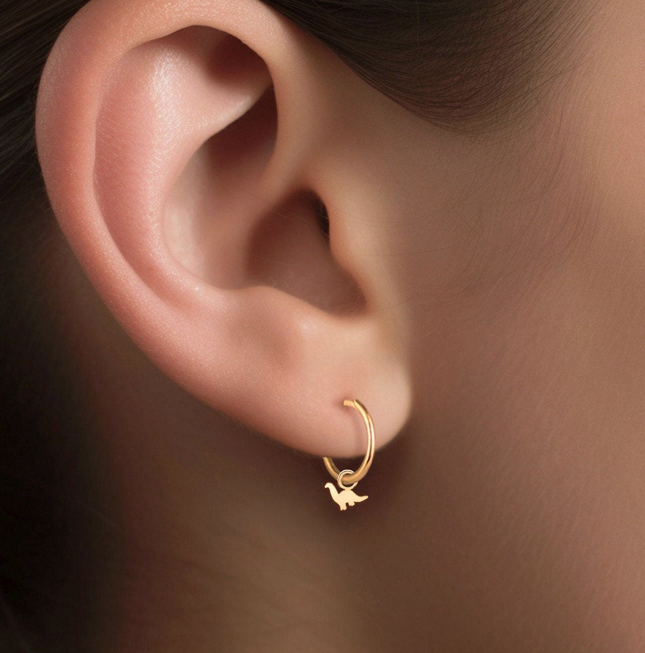 Brachiosaurus Charm Hoop Earrings