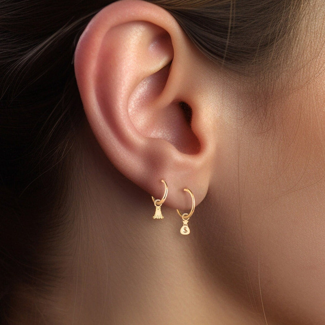 Money Bag Hoop Earrings