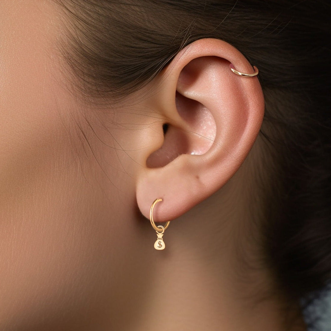 Money Bag Hoop Earrings