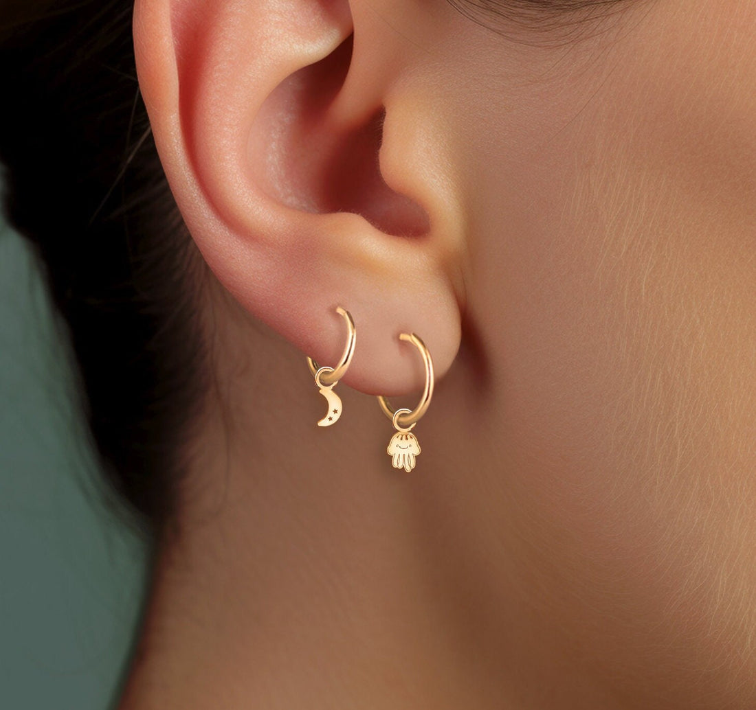 Jellyfish Charm Hoop Earrings