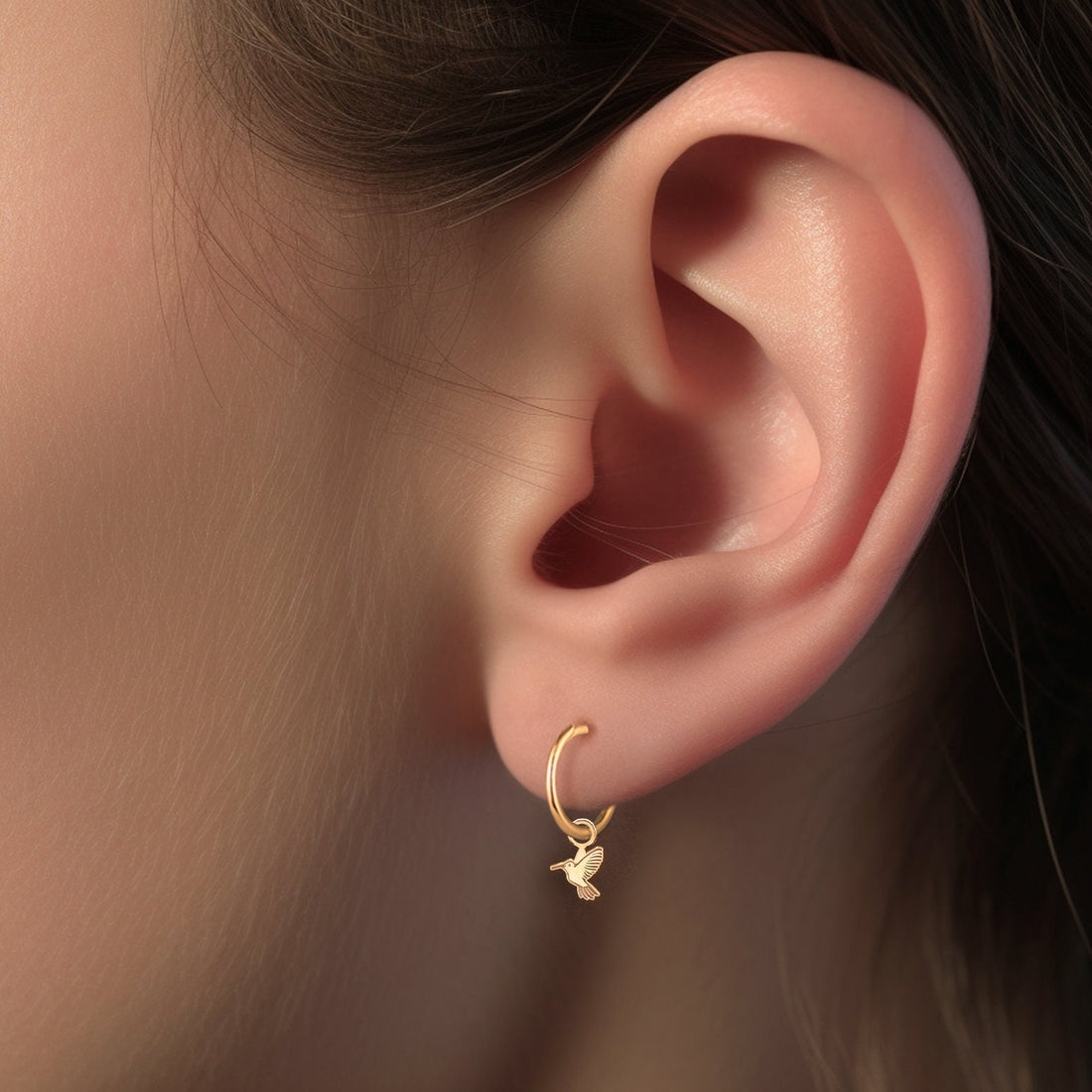 Hummingbird Charm Huggie Earrings