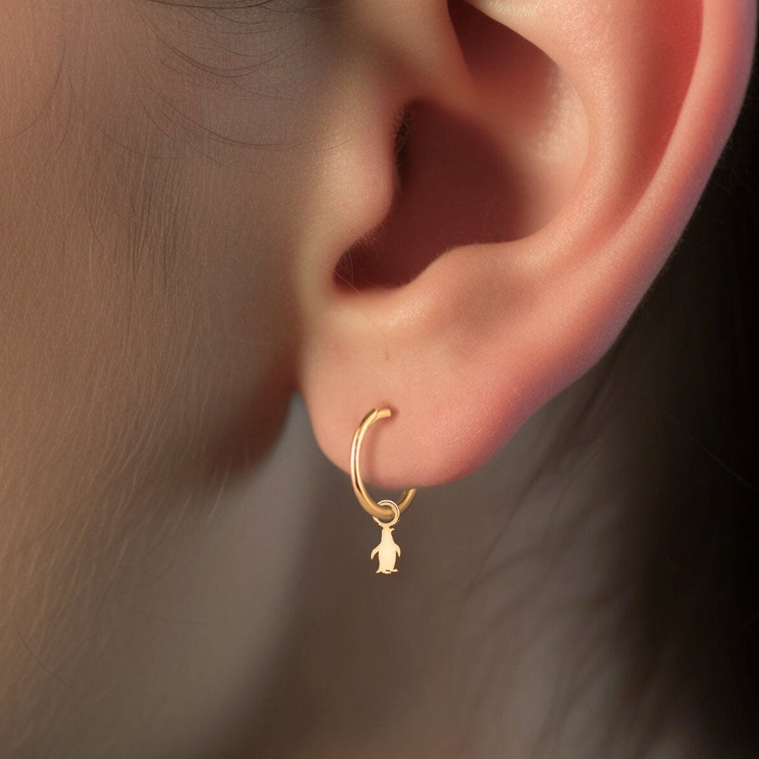 Penguin Charm Huggie Earrings