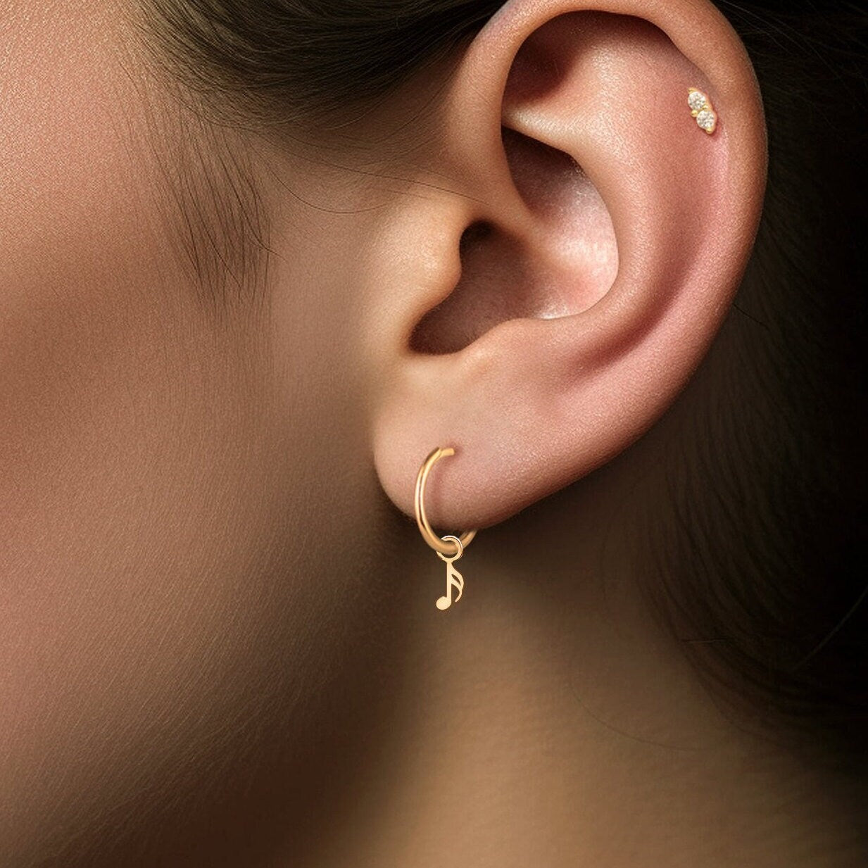 Music Note Hoop Earrings
