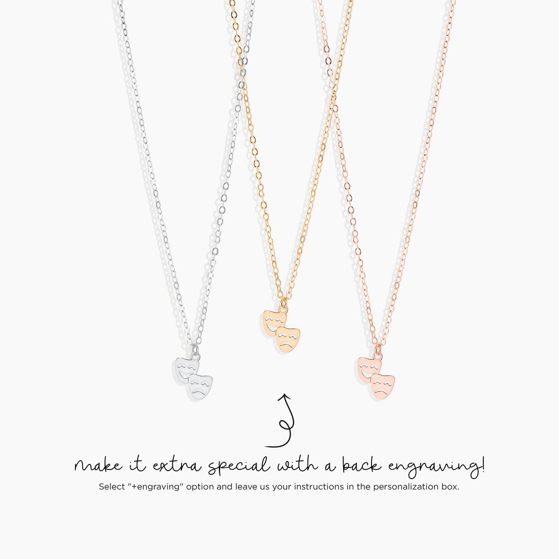 Theatre Masks Pendant Necklace