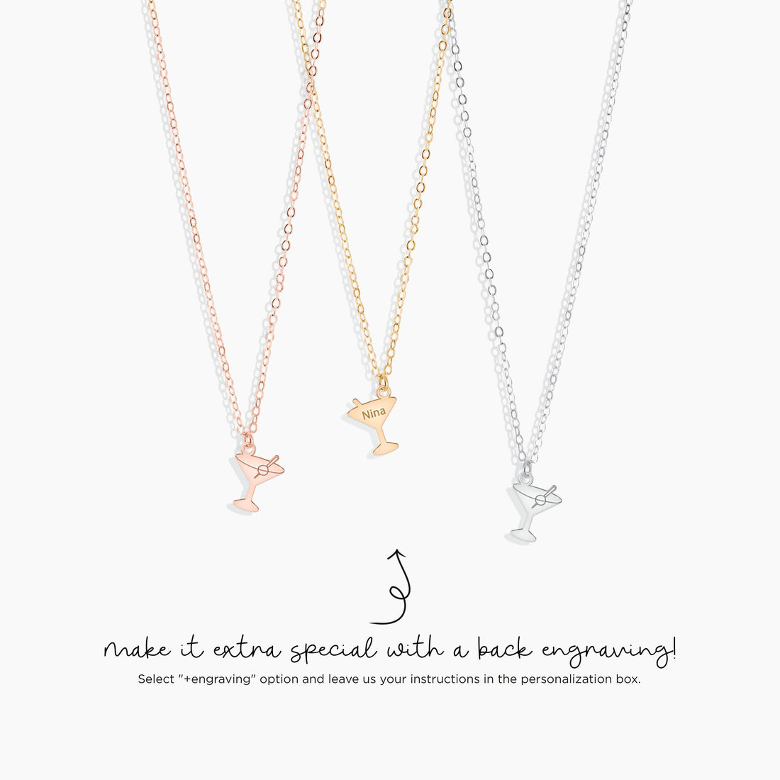Martini Charm Pendant Necklace