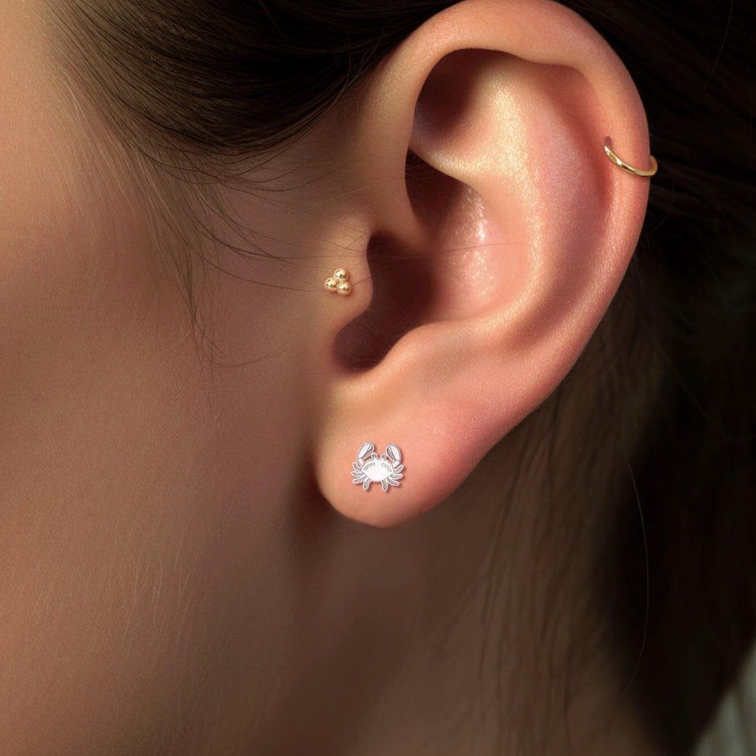 Crab Charm Stud Earrings