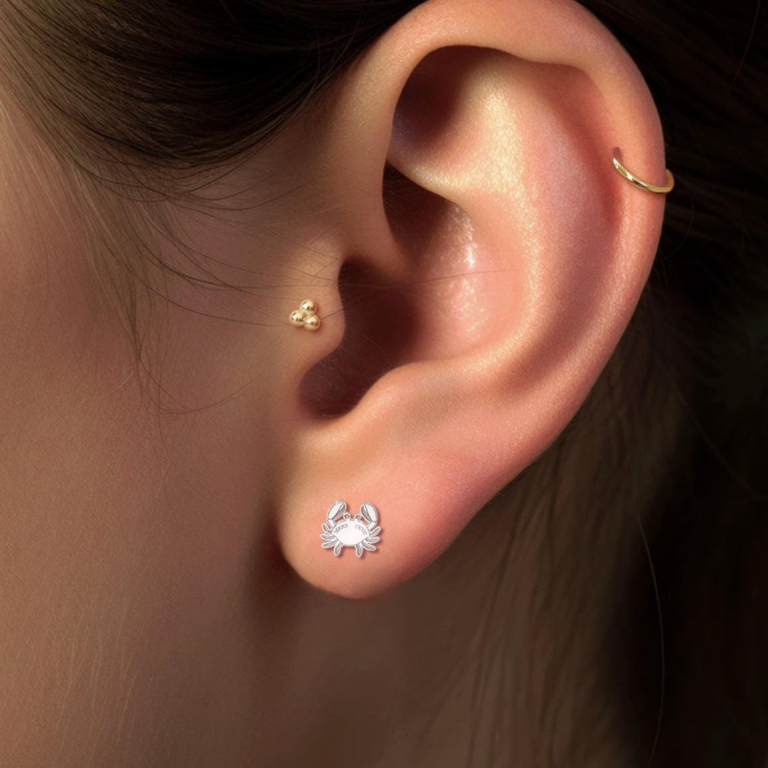 Crab Charm Stud Earrings