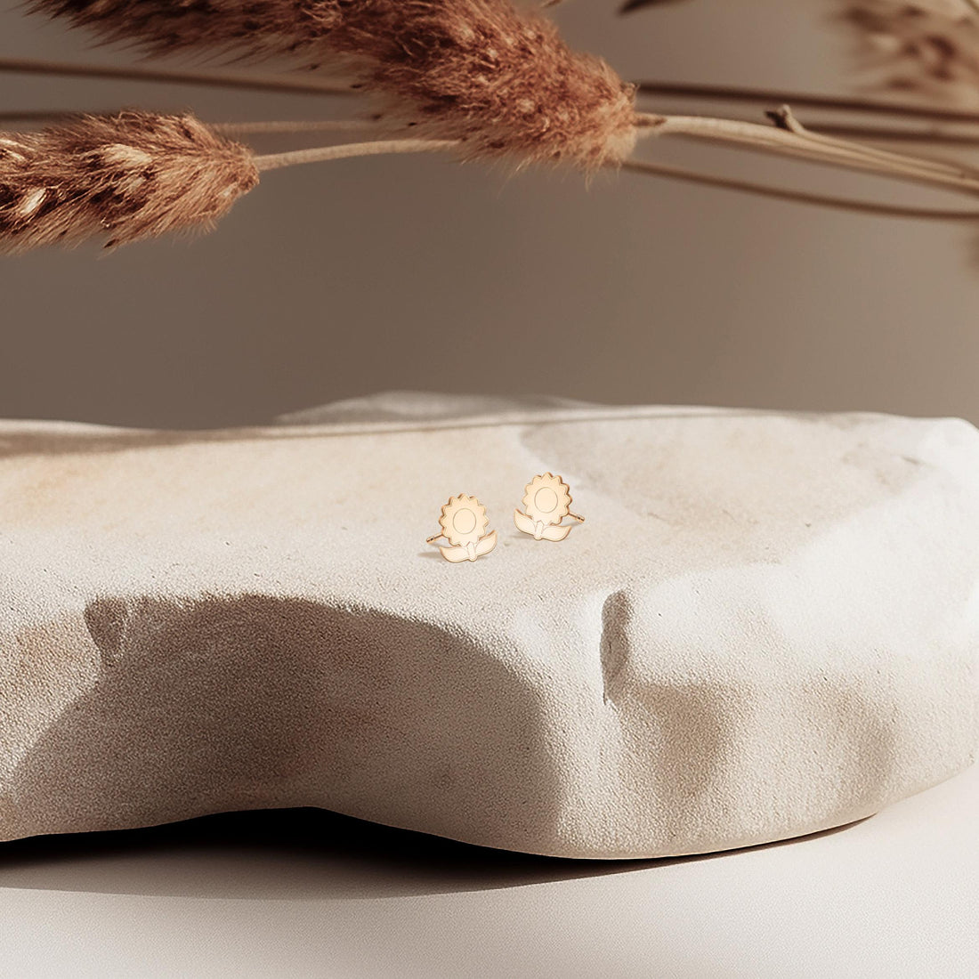 Sunflower Charm Stud Earrings