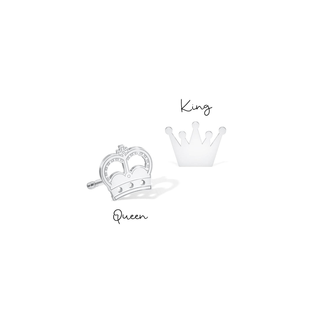 Rose Gold King and Queen Crown Mismatched Earrings