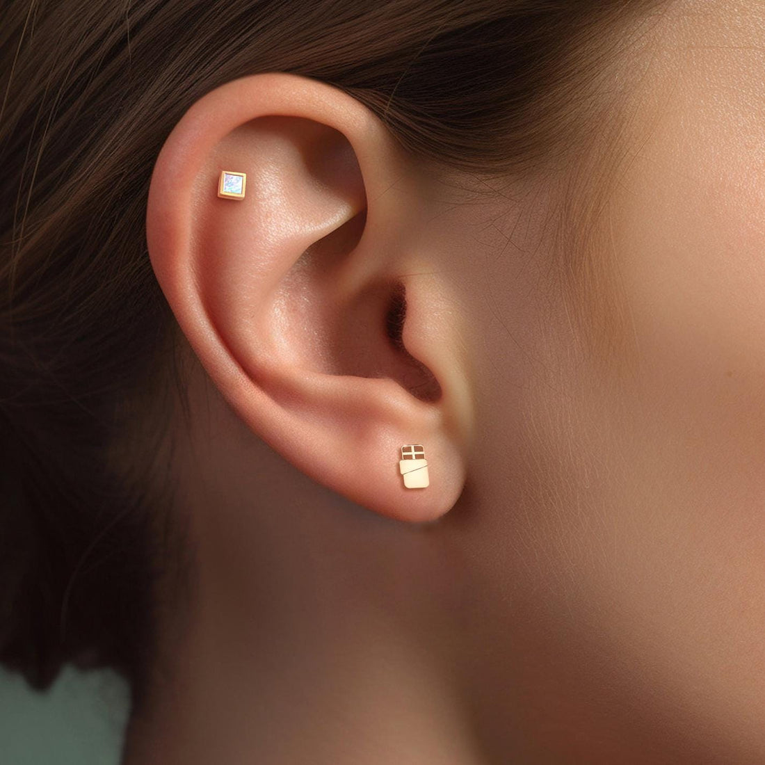 Chocolate Bar Stud Earrings