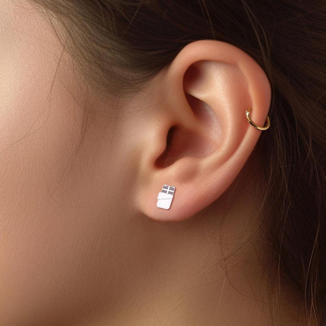 Chocolate Bar Stud Earrings