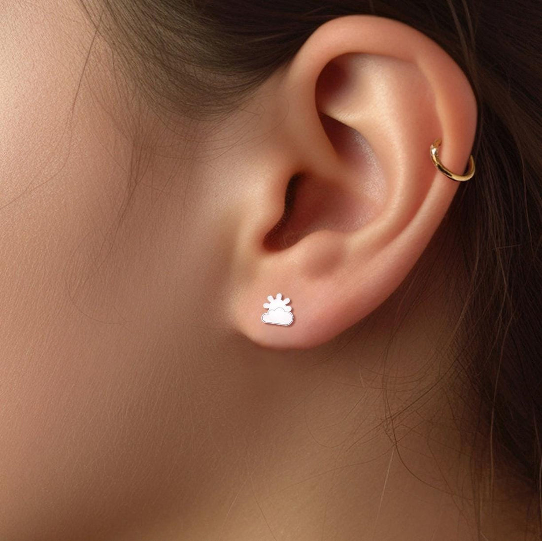Sun And Cloud Stud Earrings