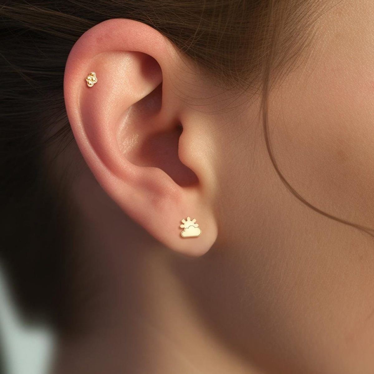 Sun And Cloud Stud Earrings
