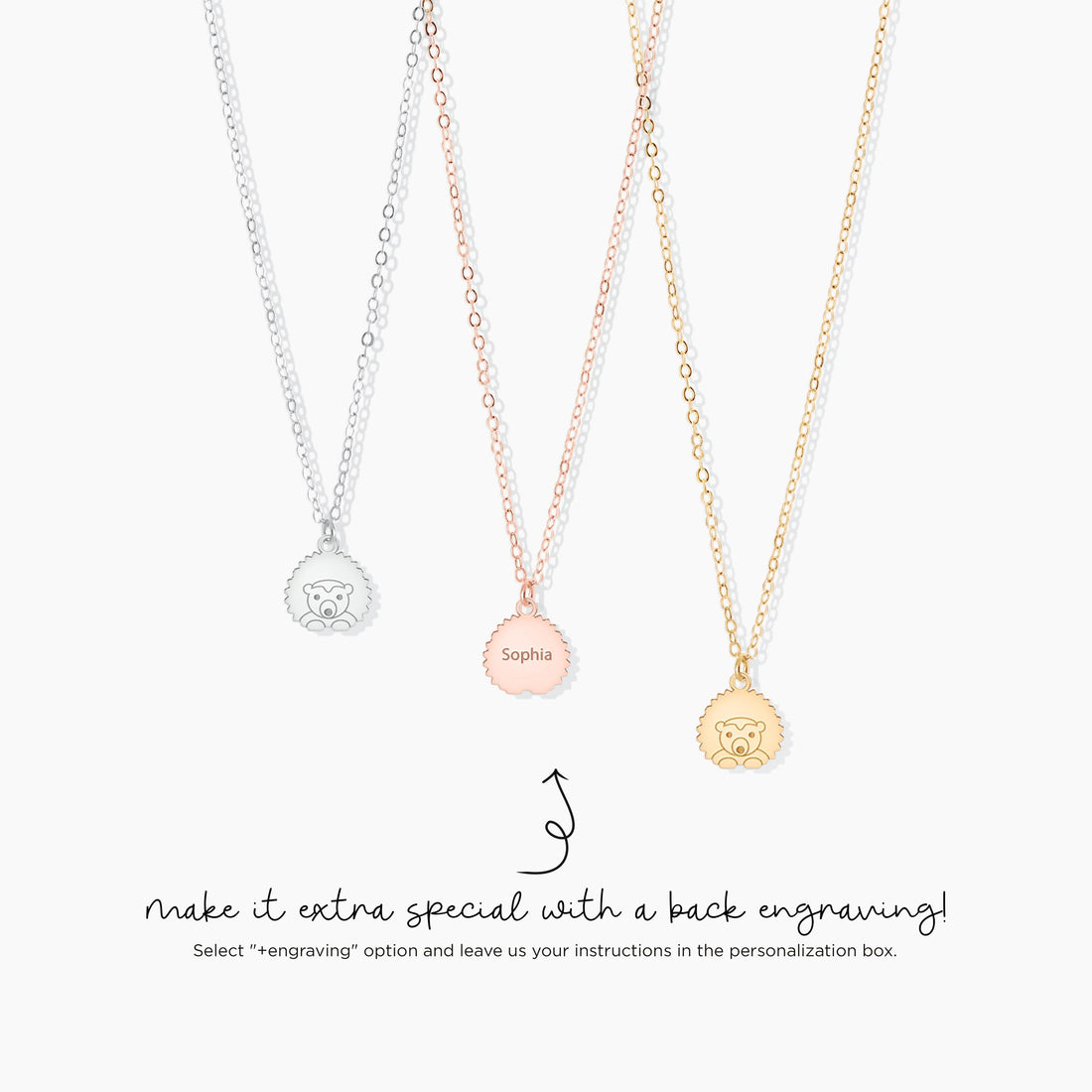 Hedgehog Charm Pendant Necklace