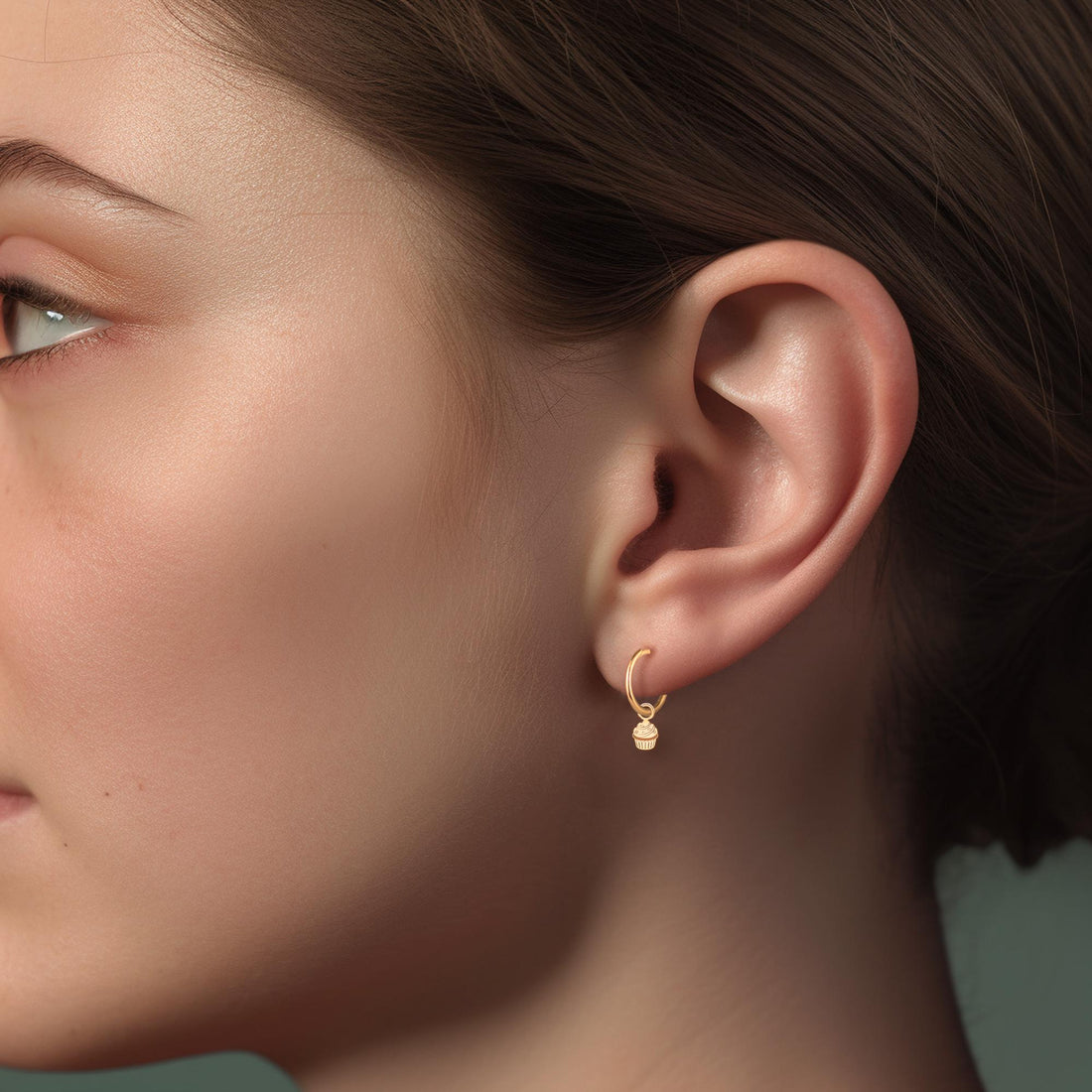 Cupcake Charm Hoop Earrings