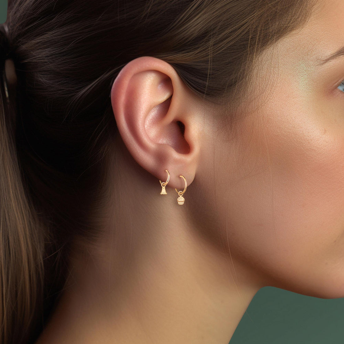 Cupcake Charm Hoop Earrings