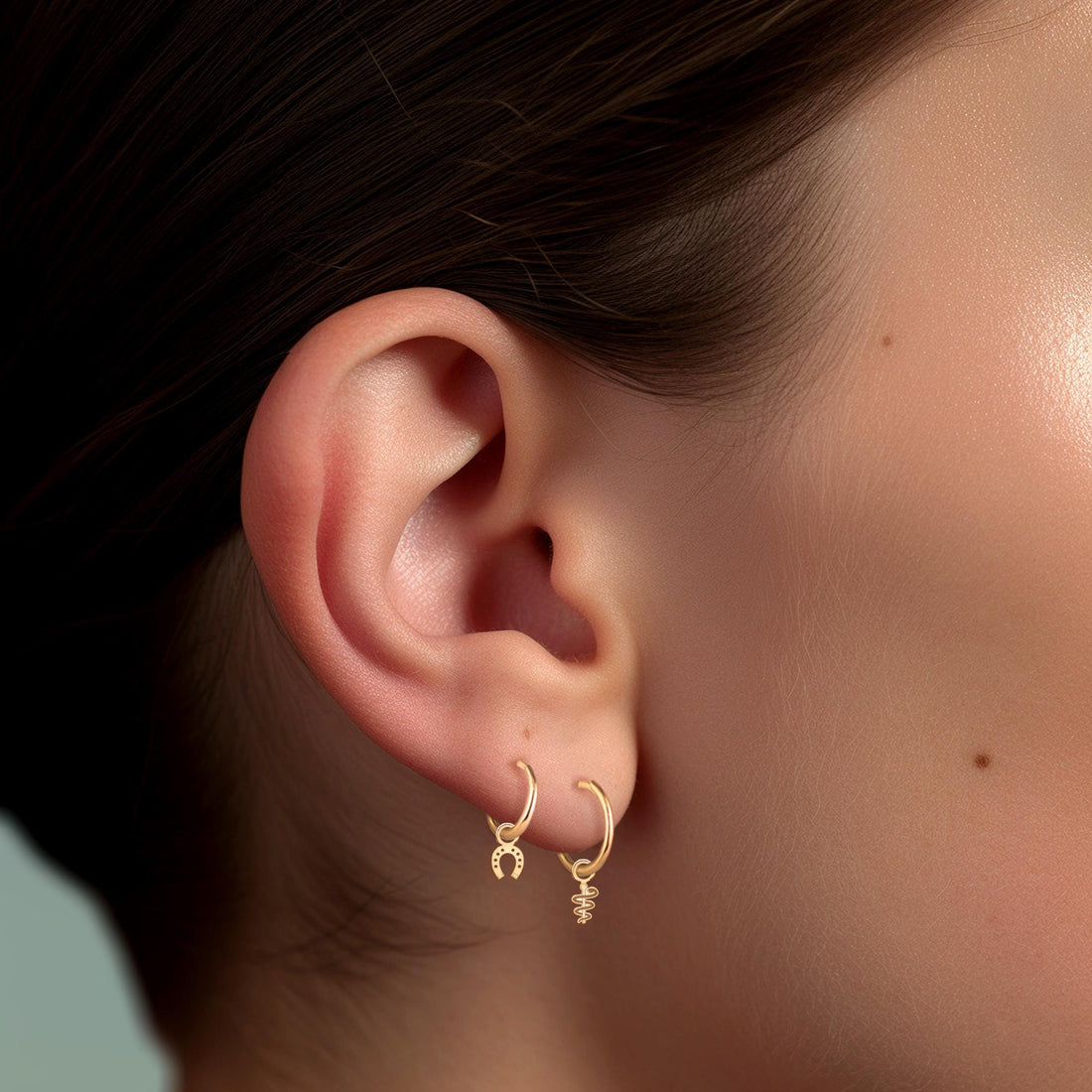 Rod Of Asclepius Huggie Hoops