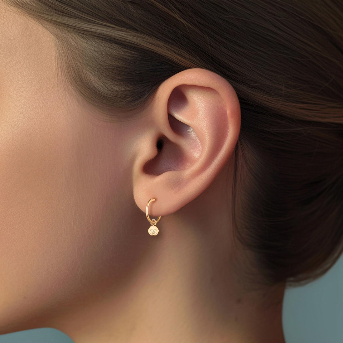 Hedgehog Rounded Charm Hoop Earrings
