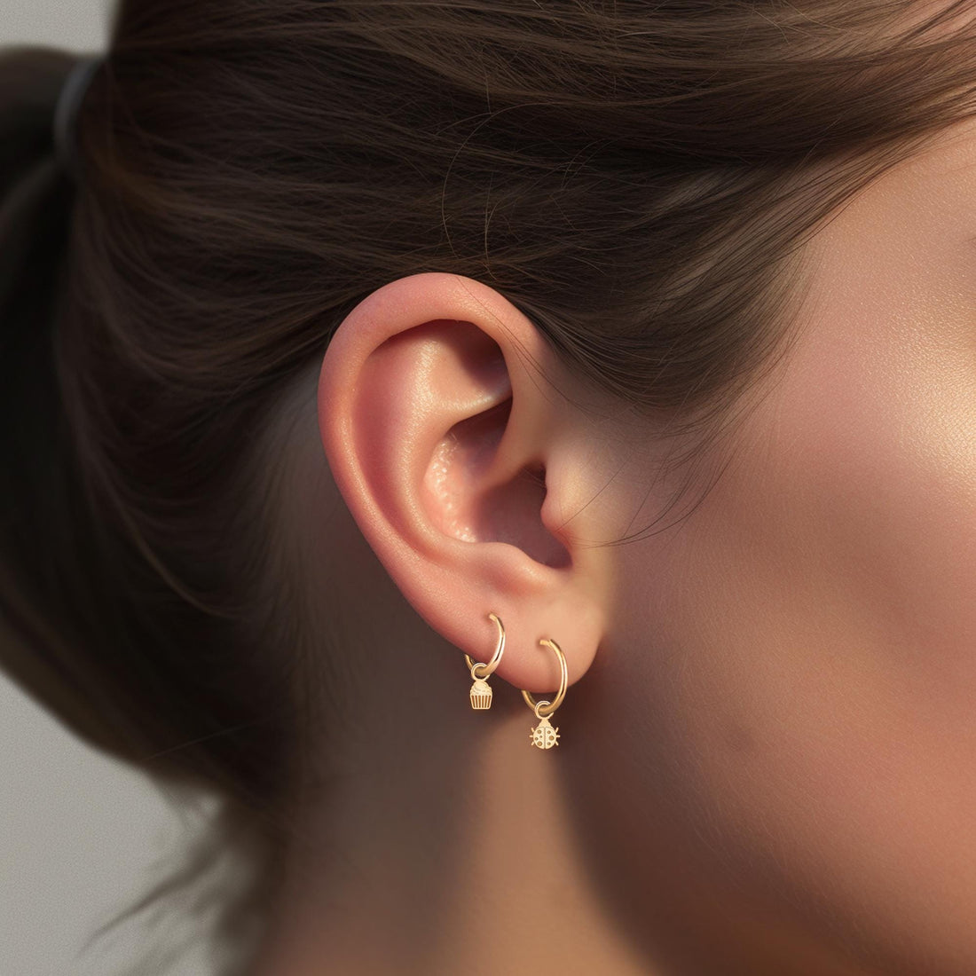 Ladybug Huggie Hoop Earrings