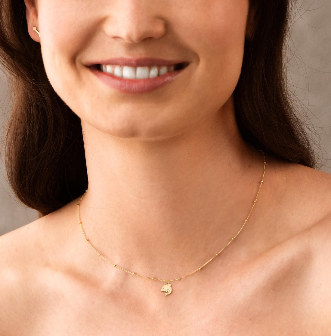 Dolphin Beady Pendant Beady Necklace