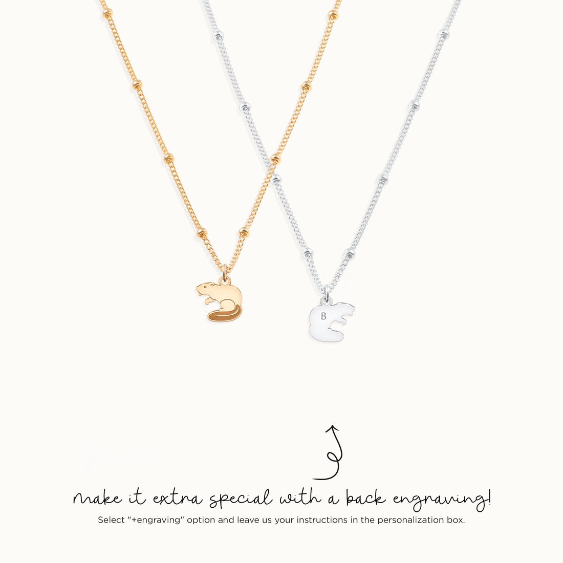 Beaver Charm Beady Necklace