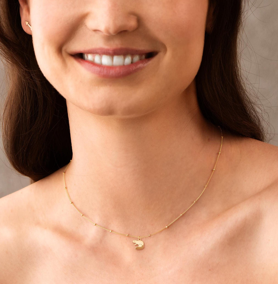 Beaver Charm Beady Necklace