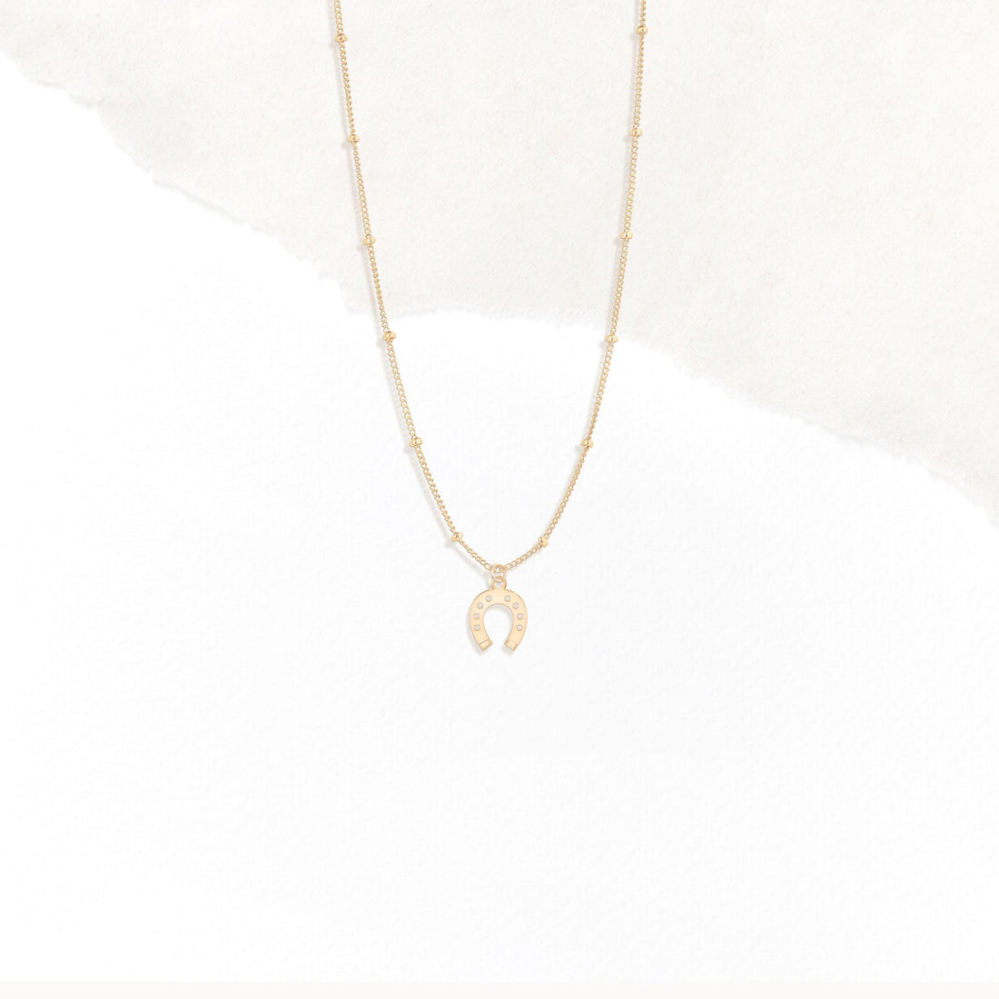 Horseshoe Pendant Beady Necklace