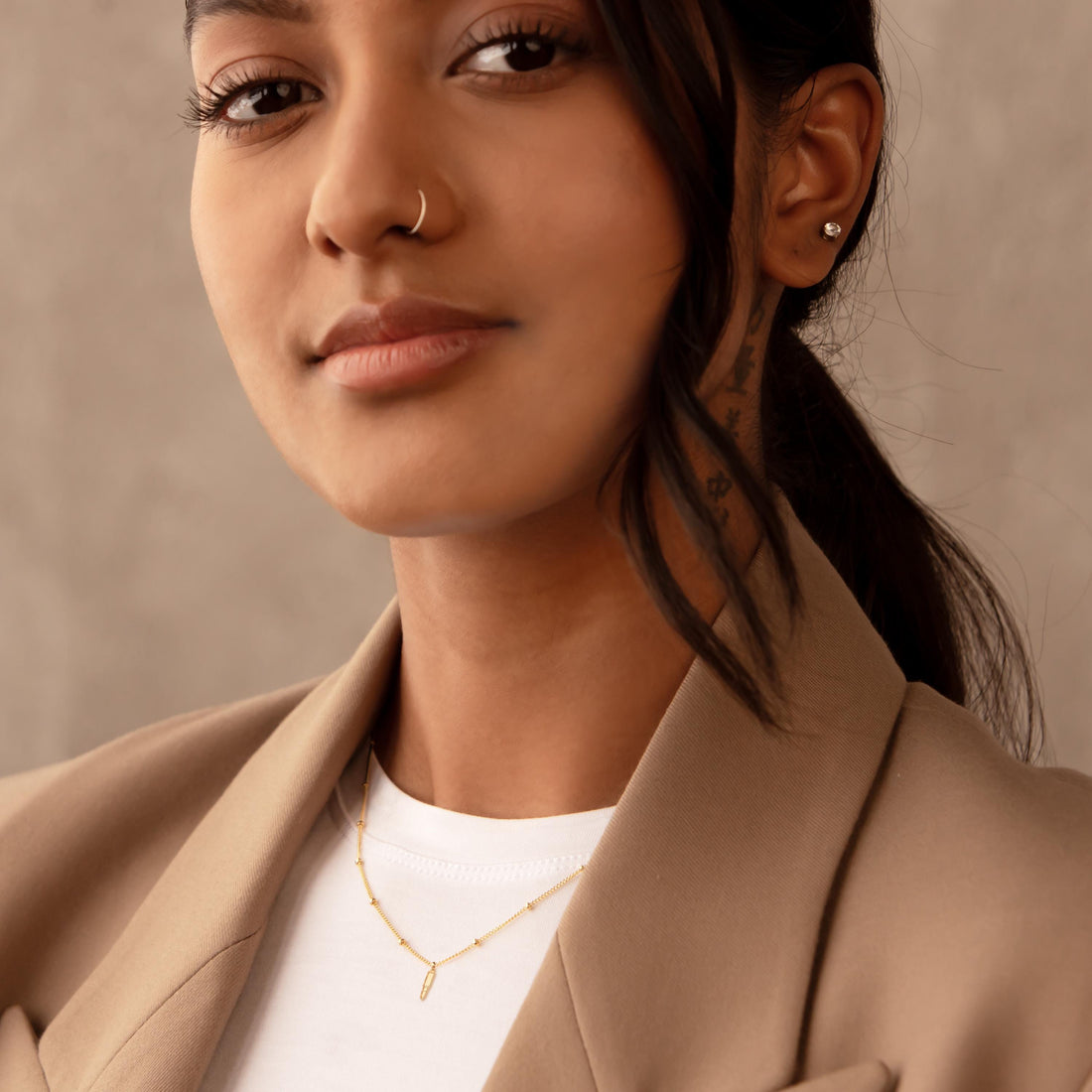 Bullet Pendant Beady Necklace